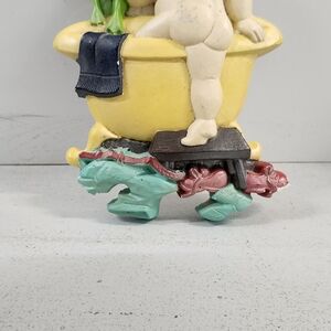 Vintage Yellow Chalk Bathtub Figurine